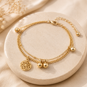 Golden Charm Layered Bracelet