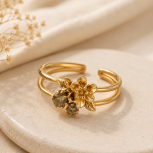 Golden Blossom Adjustable Ring