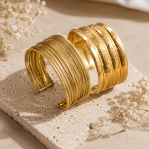 Golden Harmony Cuff Bracelet Set