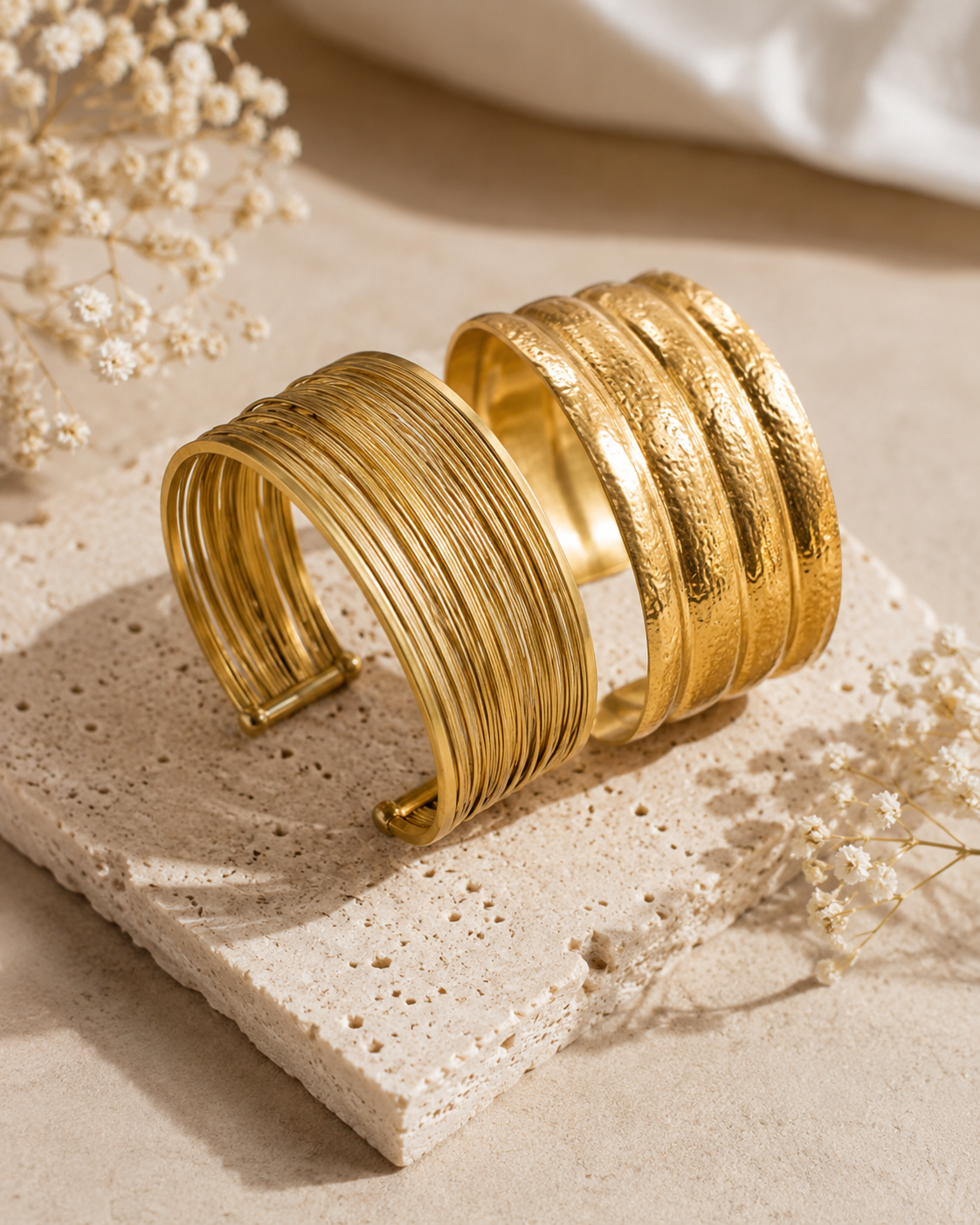 Golden Harmony Cuff Bracelet Set